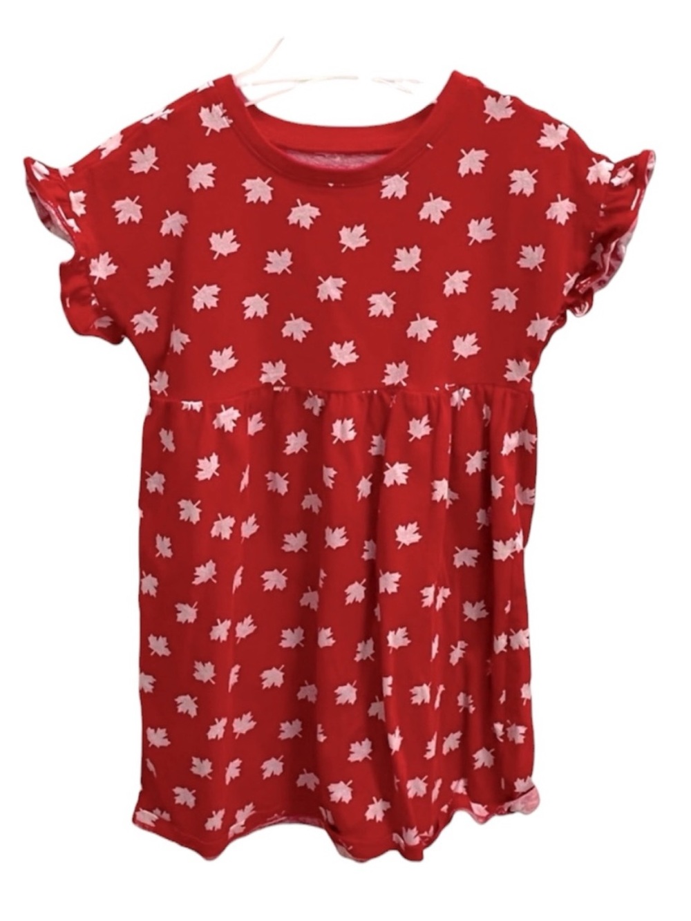🎁FREE GIFT — Old Navy Red Dress with White Maple Leaf Print Canada Day 5T